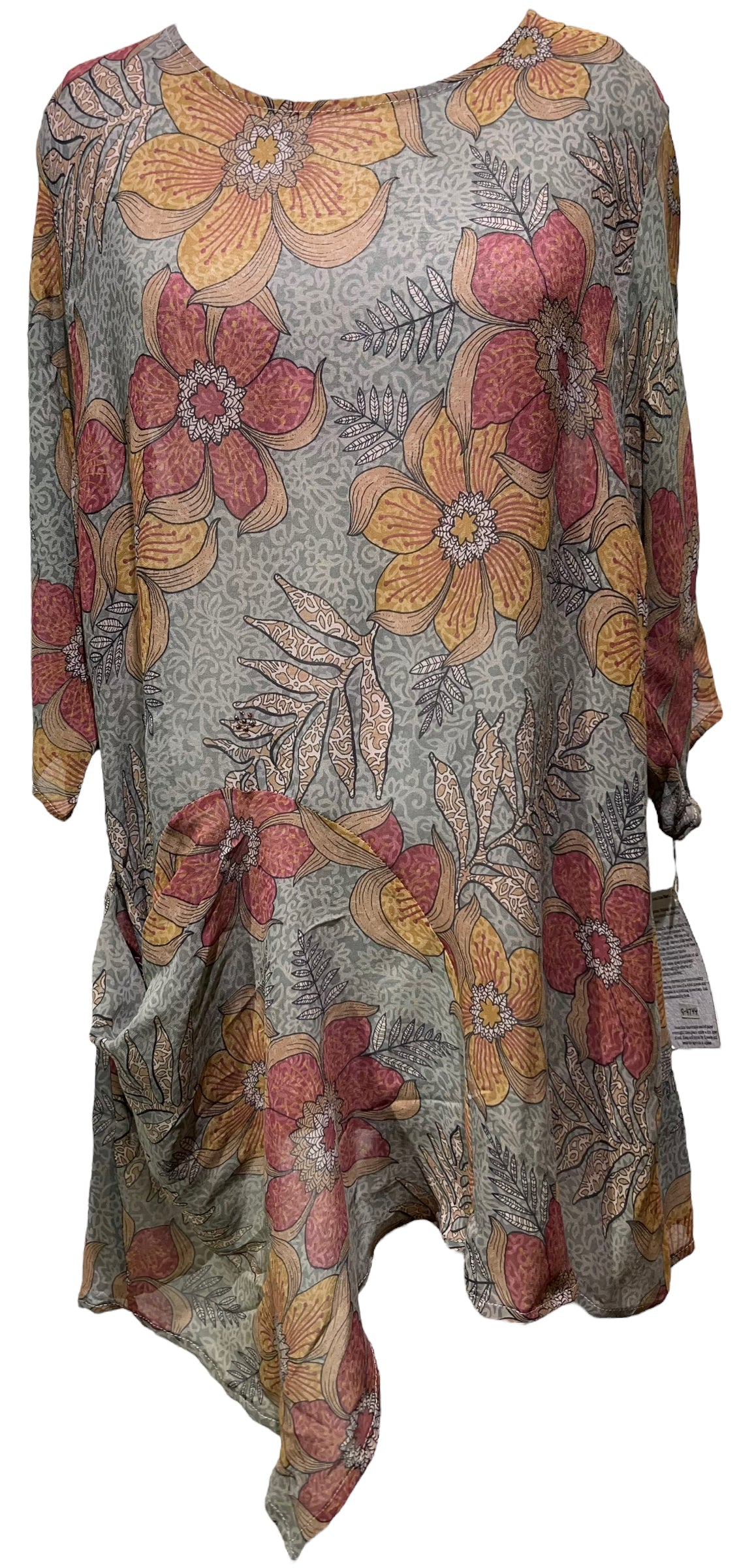 PRG4744 Sheer Avatar Pure Silk Self Pocket Tunic Dress