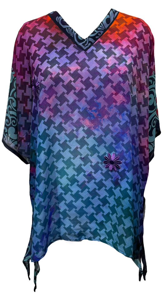 SOLD  PRG3571 Sheer Avatar Pure Silk Long Tunic with Side Ties