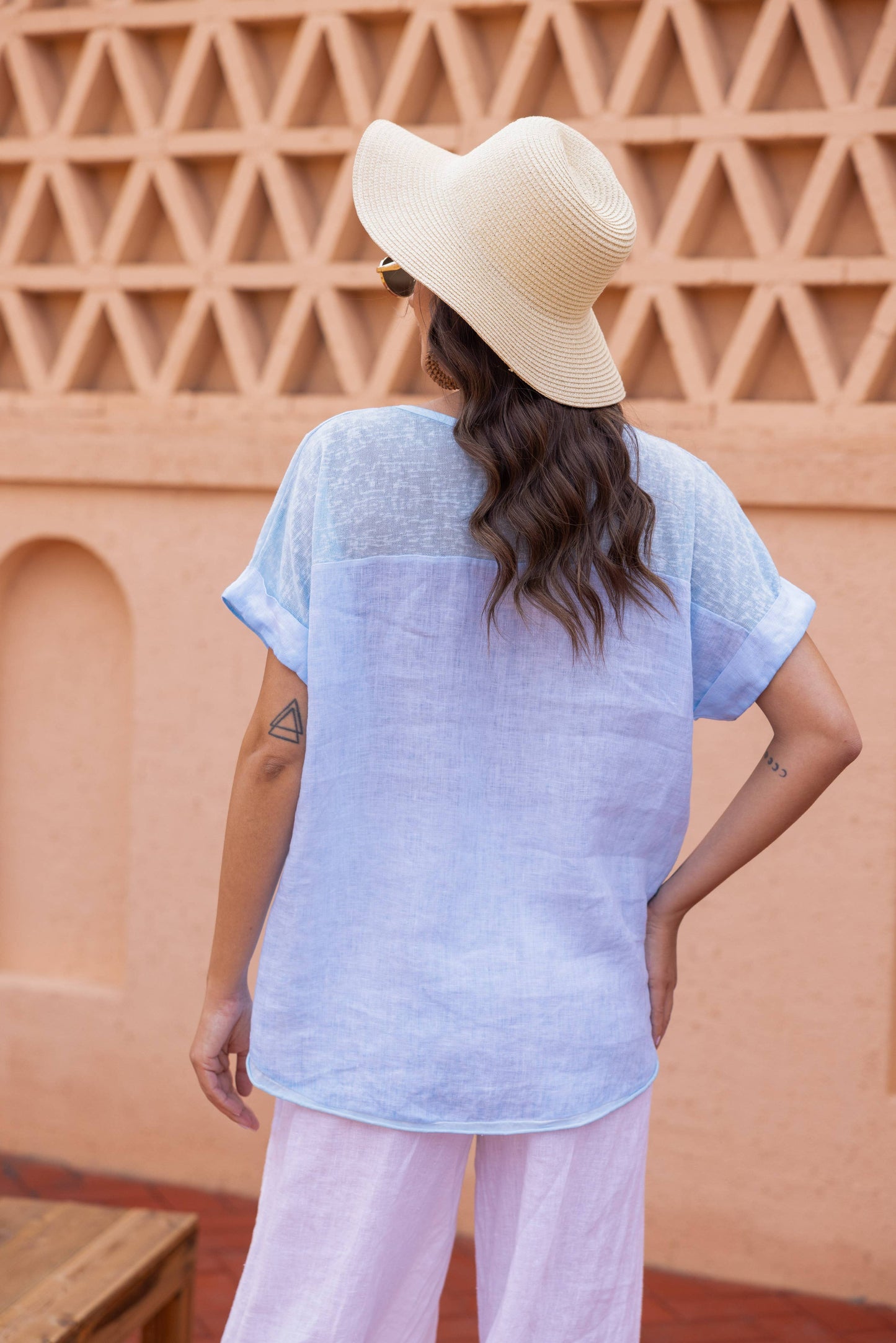 OFV - Sylvie's Sepia Flower Coldwash Top: Fango / S/M-L/XL