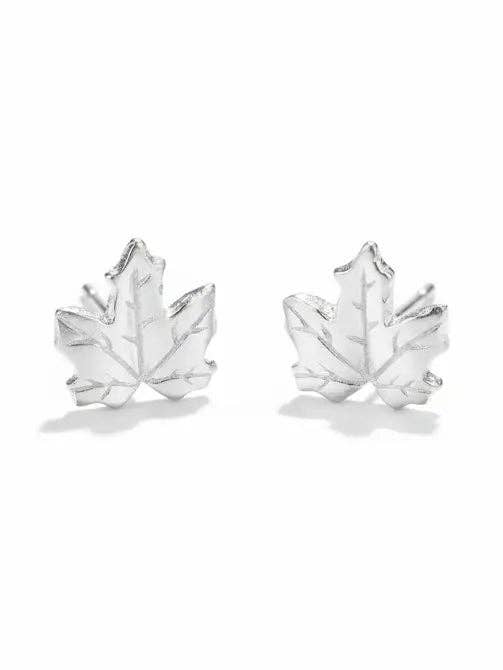 Suzie Blue Canada - Maple Leaf Stud Earring - Silver Plate