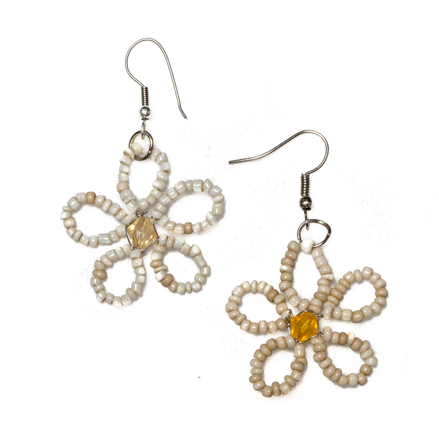 Suzie Blue Canada - Beaded Flower Earrings: Grey