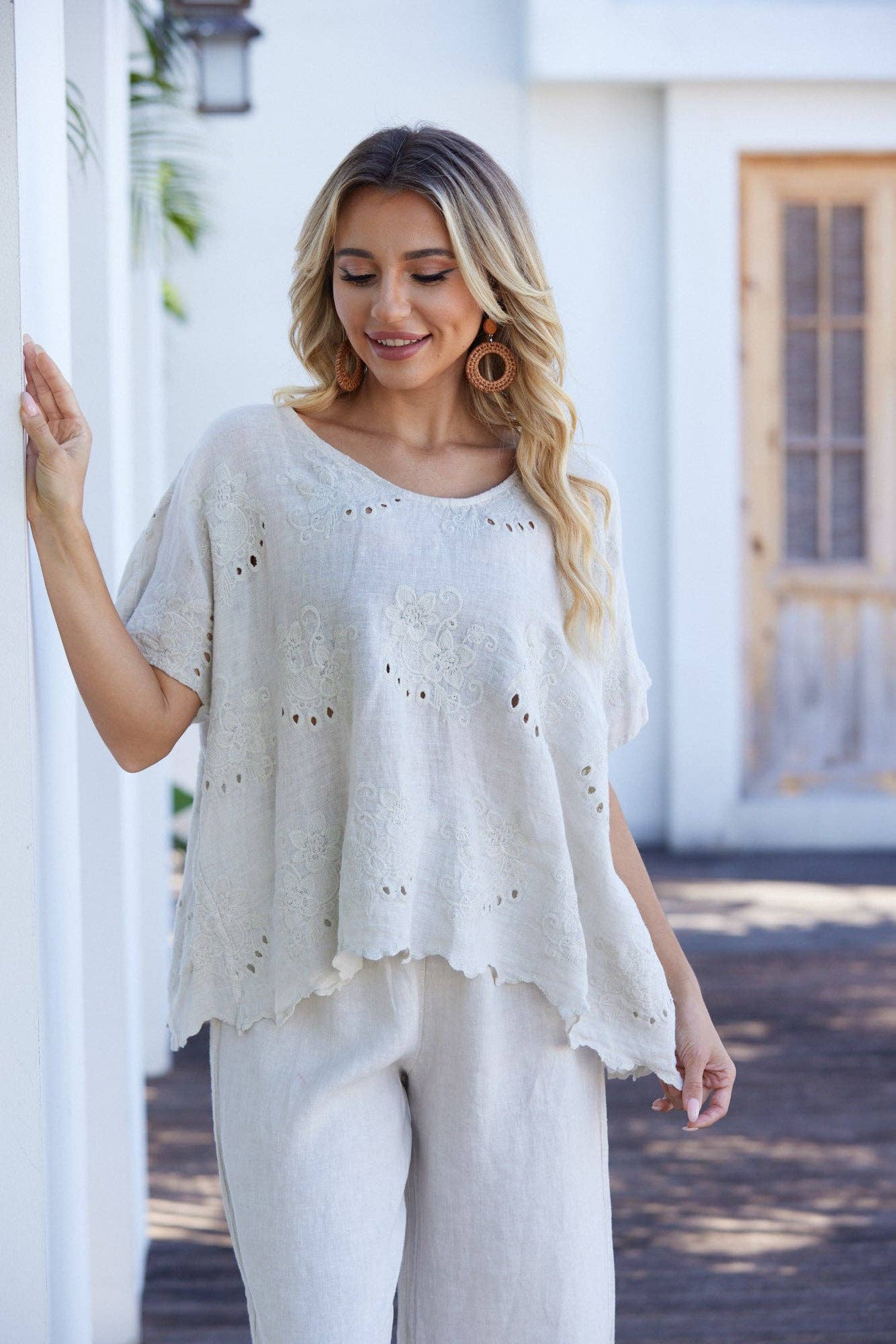 OFV - Lula's Eyelet Blouse: White / S/M-L/XL
