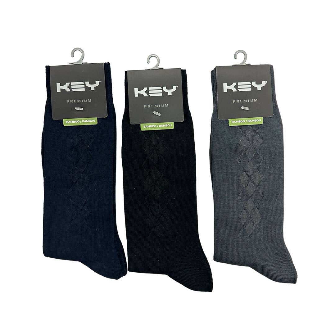 Dot-Line Design - Men's Bamboo Argyle Dress: Navy
