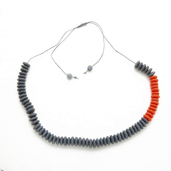Suzie Blue Canada - Resin Stacked Disc Necklace: Mustard & Grey