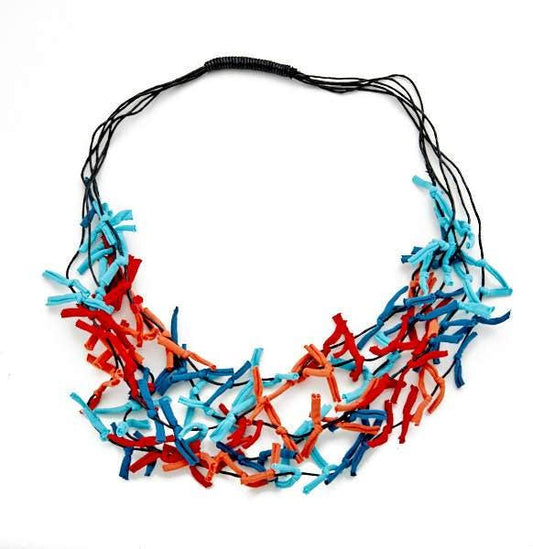 Suzie Blue Canada - Multi Colour Fabric Tie Necklace: Multi Colour