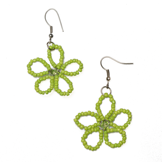 Suzie Blue Canada - Beaded Flower Earrings: Green