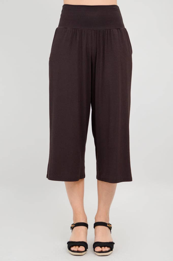 Blue Sky Clothing Co LLC - Gaylene Capri, Coffee, Bamboo: LARGE