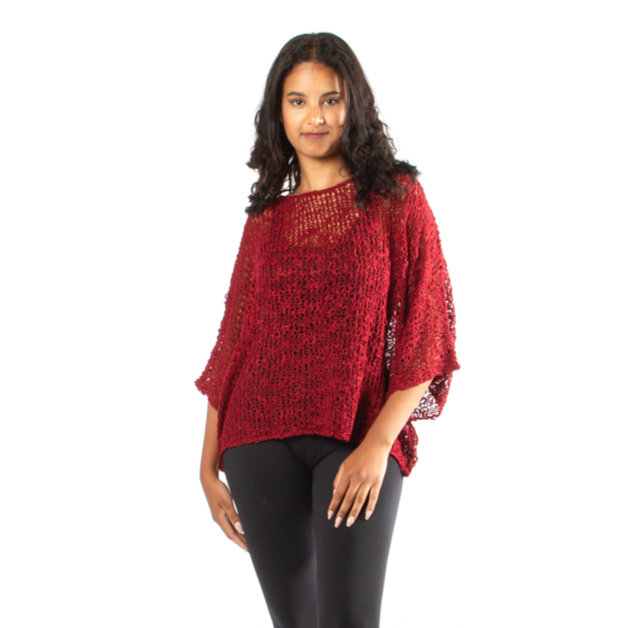 Suzie Blue Canada - Popcorn Knit Top - Dark Red