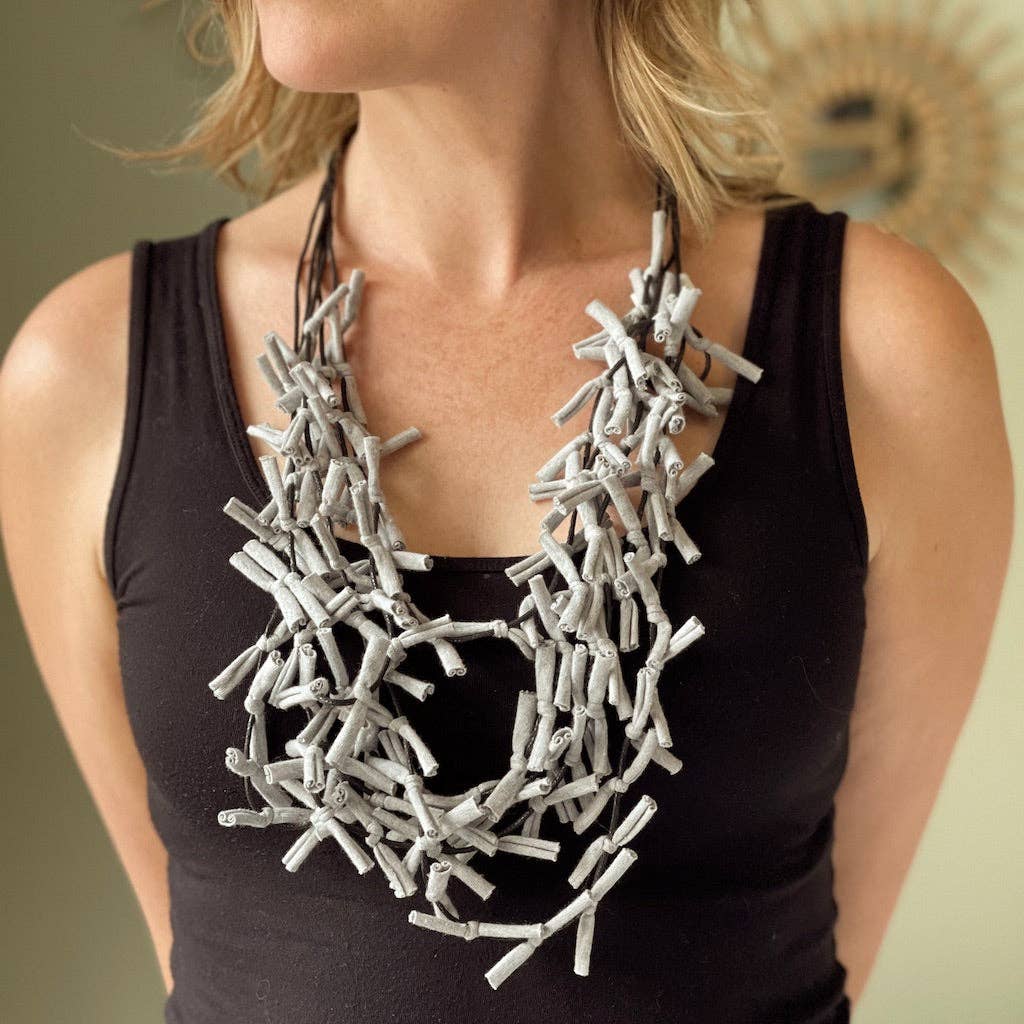Suzie Blue Canada - Multi Colour Fabric Tie Necklace: Multi Colour