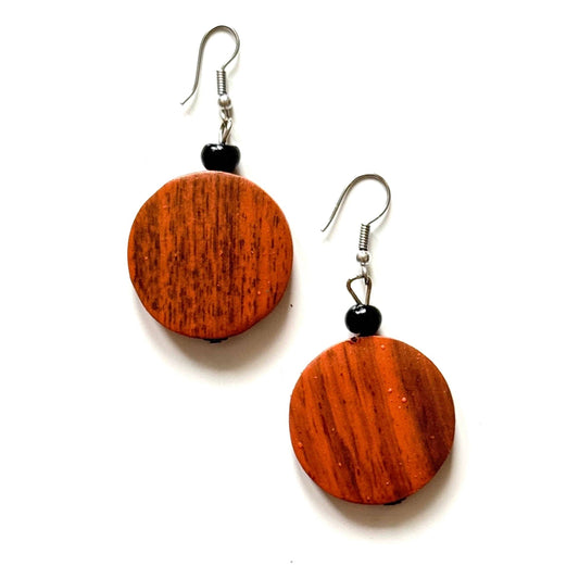 Suzie Blue Canada - Wooden Disc earring: Orange