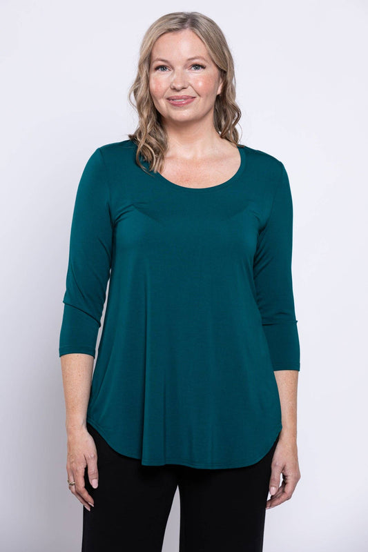 - Jazz 3/4 Slv Top, Teal, Bamboo: MEDIUM