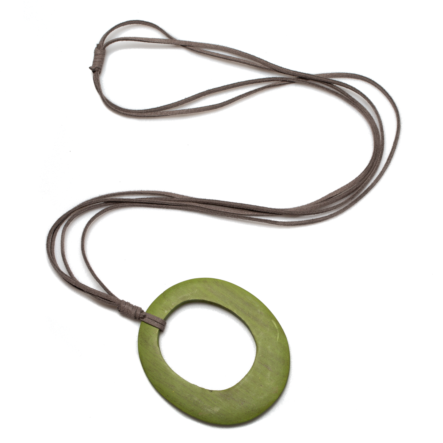 Suzie Blue Canada - Simple Tinted Wood Oval Pendant On Suede: Green