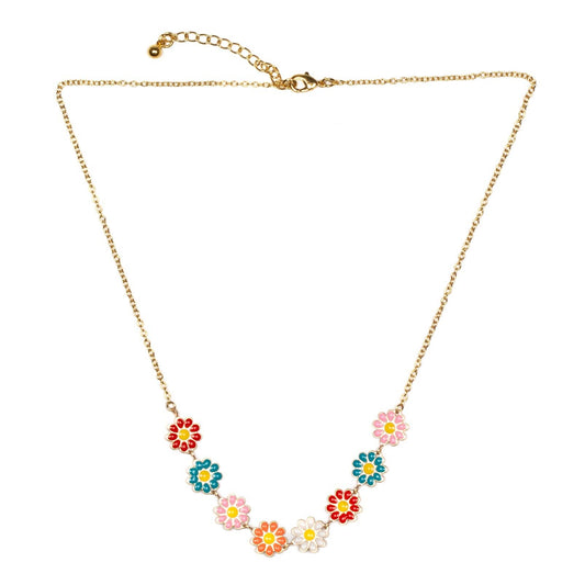 Suzie Blue Canada - Multi-colour Enamel Flower Necklace On Chain