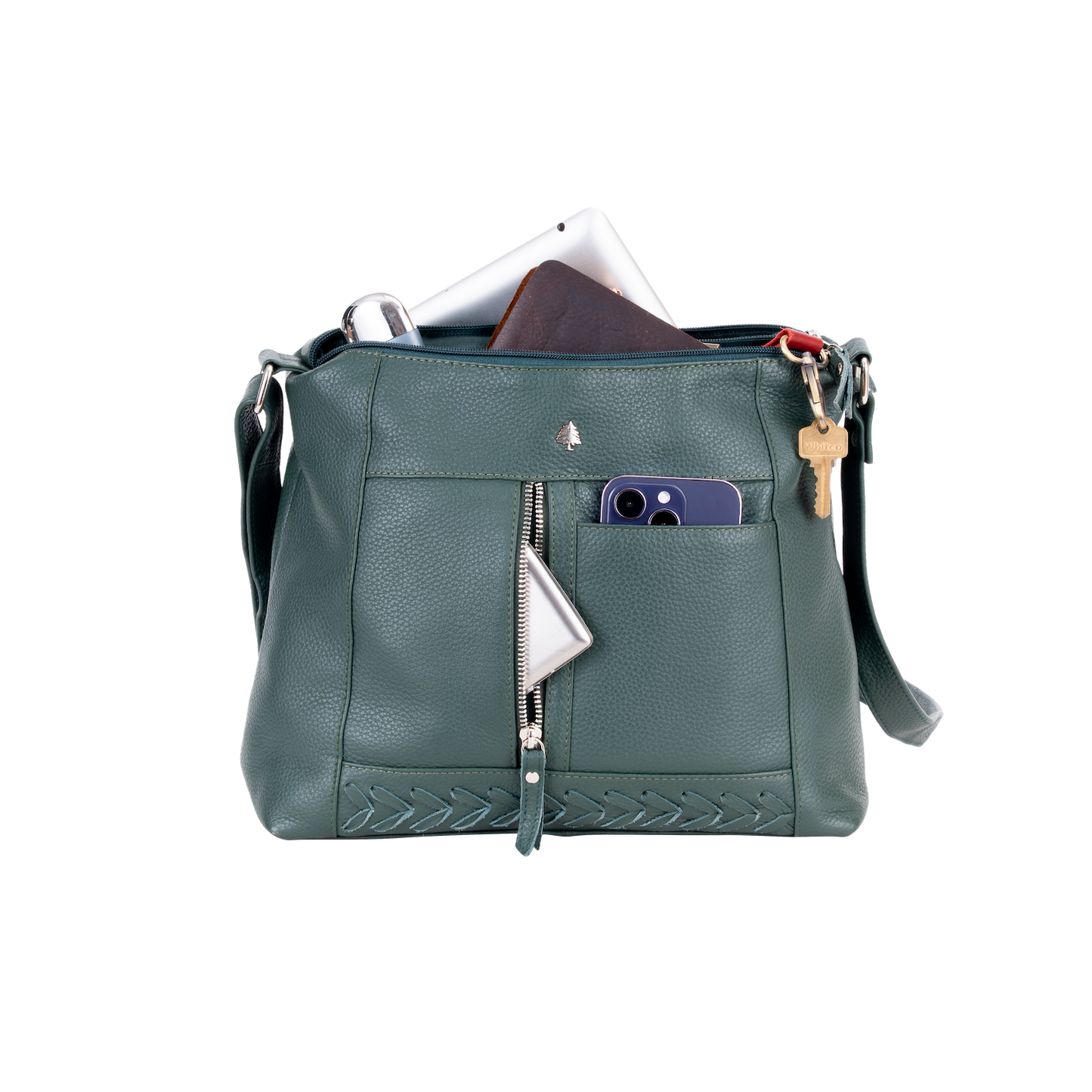 Greenwood Leather - Elegant Leather Crossbody Bag Tressa – Stylish & Functional: Olive Green