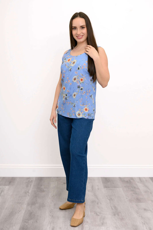 Blue Sky Clothing Co LLC - Jazz Tank, Peri Daisy, Bamboo: XLARGE