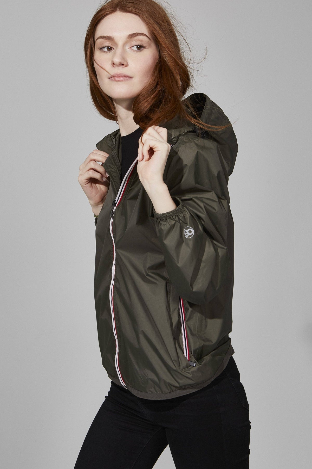 O8 Lifestyle - Women Boyfriend fit - Torba Full Zip Packable Rain Jacket and windbreaker: M