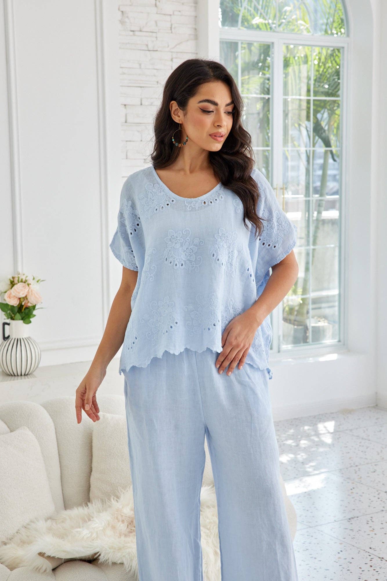 OFV - Lula's Eyelet Blouse: White / S/M-L/XL