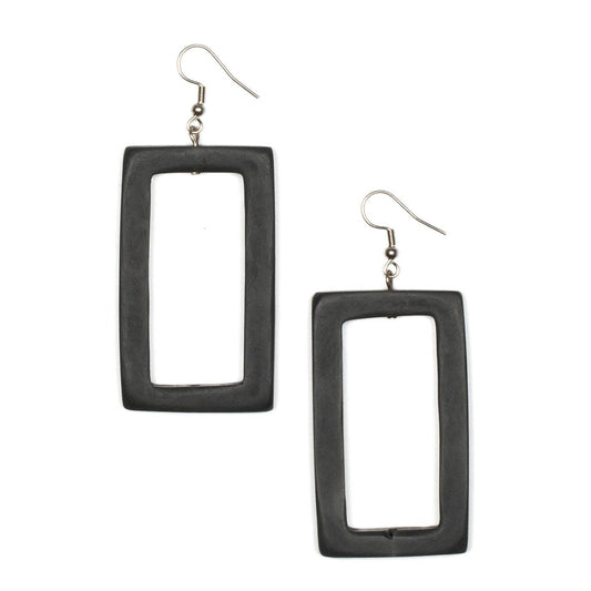 Suzie Blue Canada - Resin Rectangular Earring: Dark Grey