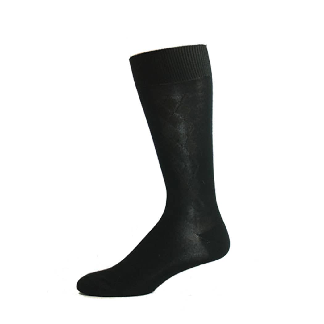 Dot-Line Design - Men's Bamboo Argyle Dress: Black