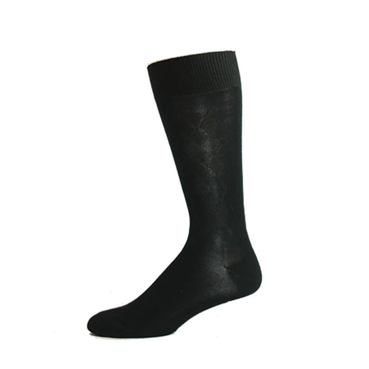 Dot-Line Design - Men's Bamboo Argyle Dress: Black