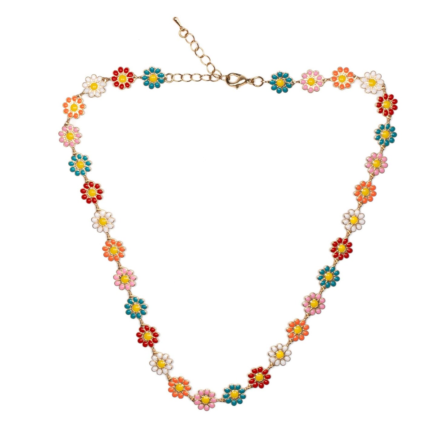 Suzie Blue Canada - Multi-colour Enamel Flower Necklace