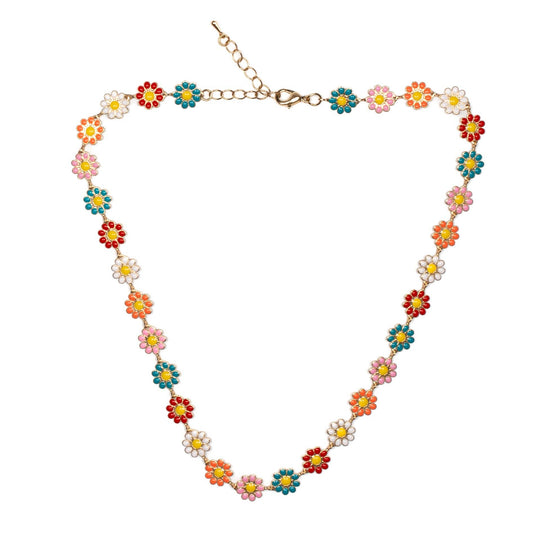 Suzie Blue Canada - Multi-colour Enamel Flower Necklace