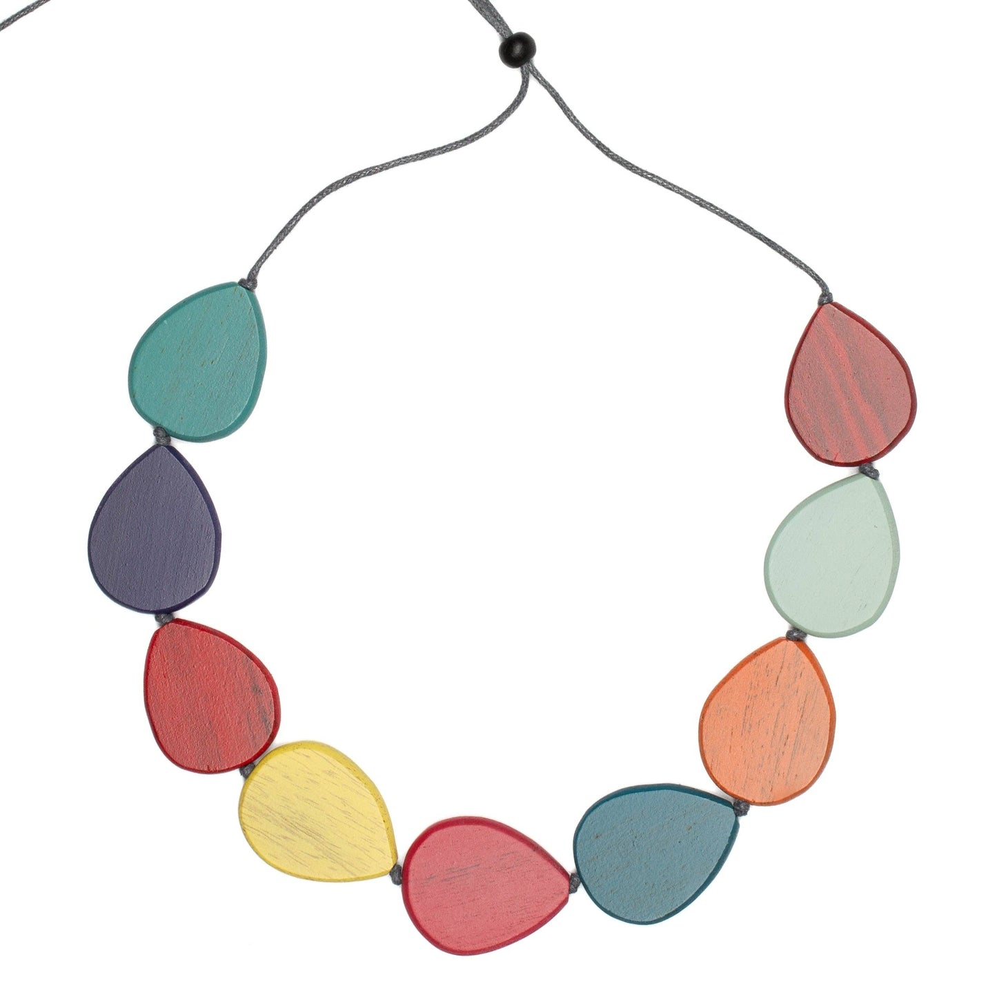 Suzie Blue Canada - Tinted Wood Pebble Necklace: Bright Multi