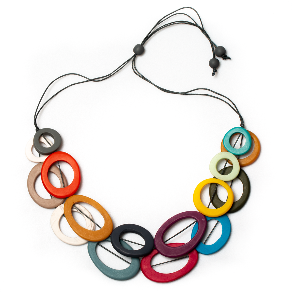 Suzie Blue Canada - Double Strand Multi Colour Resin Hoop Necklace - BB6206